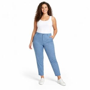 Lane Bryant Blue Stretch Ankle Pants Size 16 | Cotton Blend Tapered Trouser